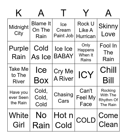 SO ICEYYY! Bingo Card