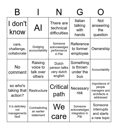 Employee bingo 2 Bingo Card