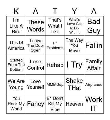 HIP, GRAMS & POP Bingo Card