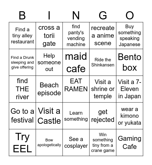 JAPAN BINGO Card