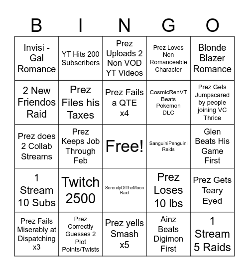 Dispatch Bingo Card