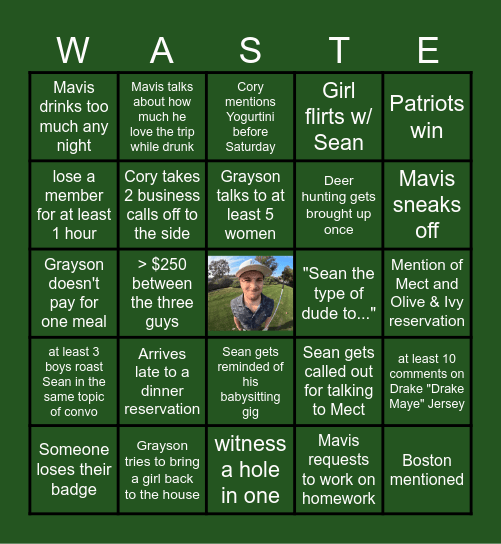 Waste Management Bingo Card