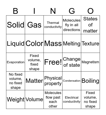 Matter Bingo Card