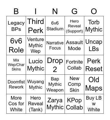 Overwatch Spotlight Bingo Card