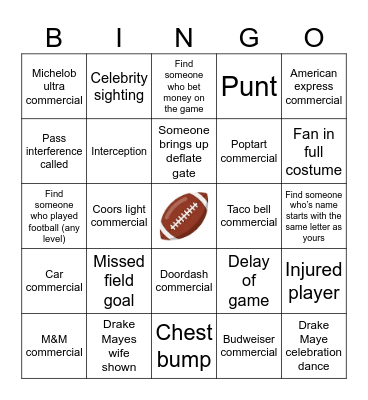 SUPERBOWL 60 Bingo Card