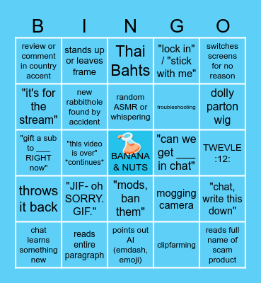 Jamlab Stream Bingo Card