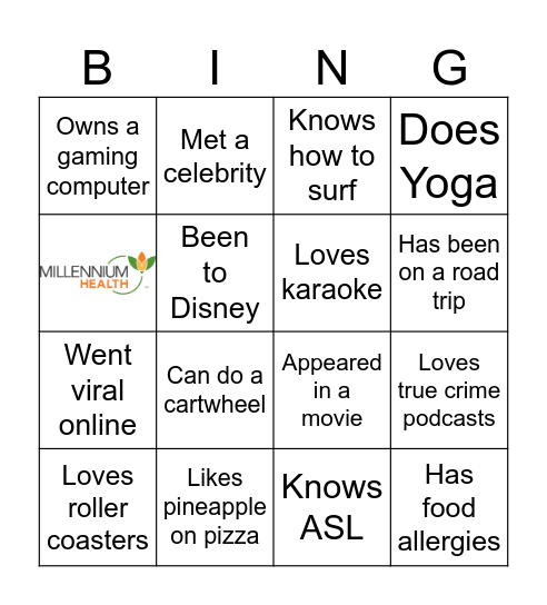 Icebreaker Bingo Card