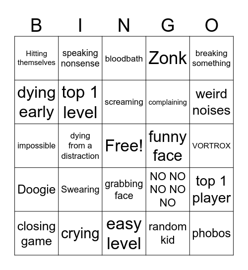 Gd rage Bingo Card