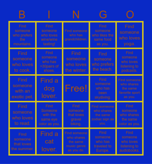 PACE PALS BINGO Card