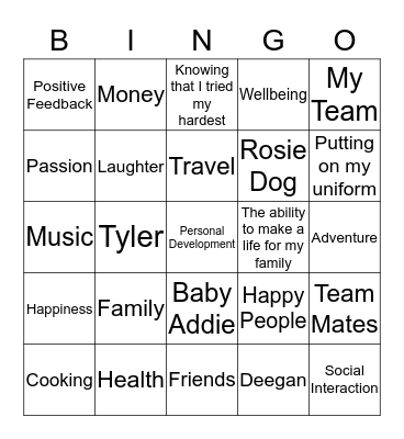 What motivates Team 4 Bingo Card
