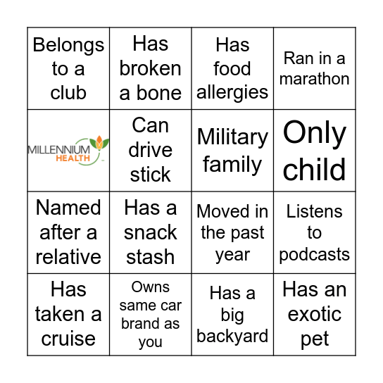 Icebreaker Bingo Card