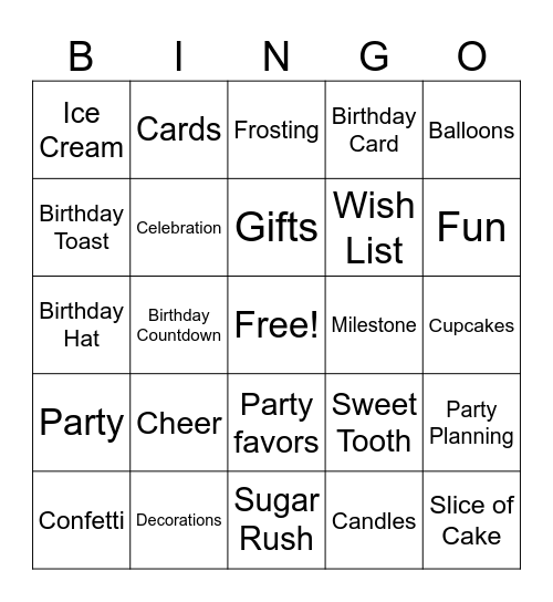 BIRTHDAY Bingo Card