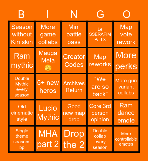 Overwatch 2026 Bingo Card