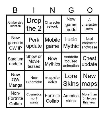 Overwatch Bingo Card