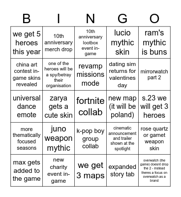 INA'S OW SPOTLIGHT 2026 Bingo Card
