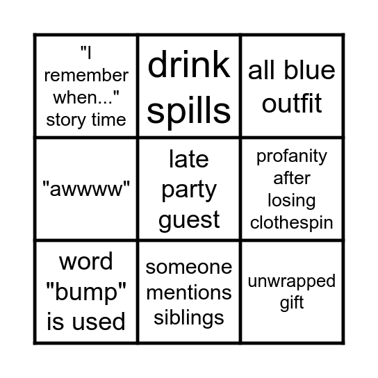 BABY BINGO Card