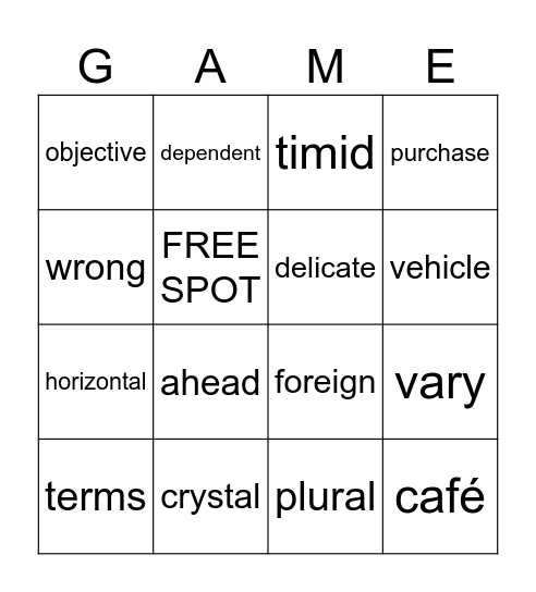 SIGHT WORDS Bingo Card