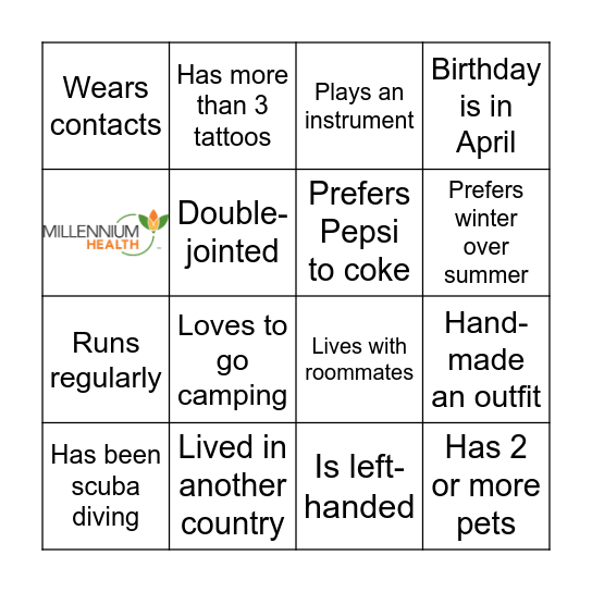 Icebreaker Bingo Card