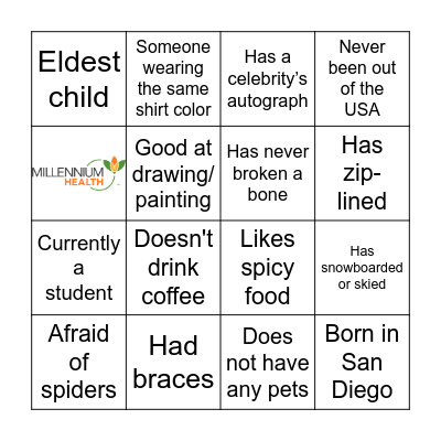 Icebreaker Bingo Card