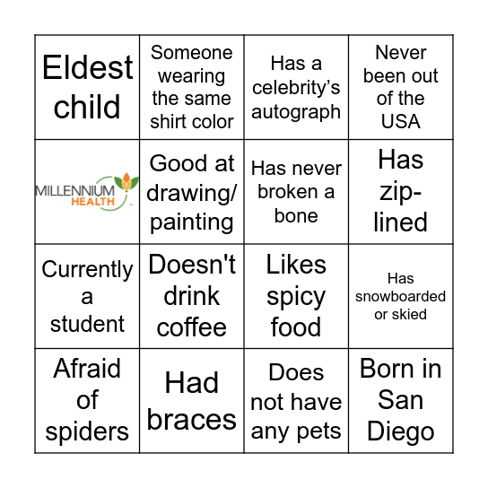 Icebreaker Bingo Card