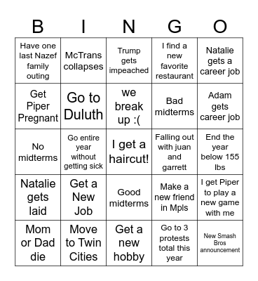 David 2026 bingo Card