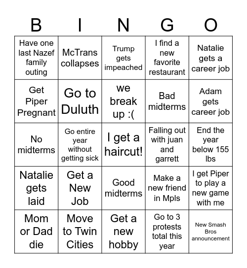 David 2026 bingo Card