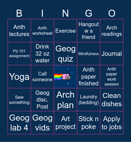 Week 5 bingo Card