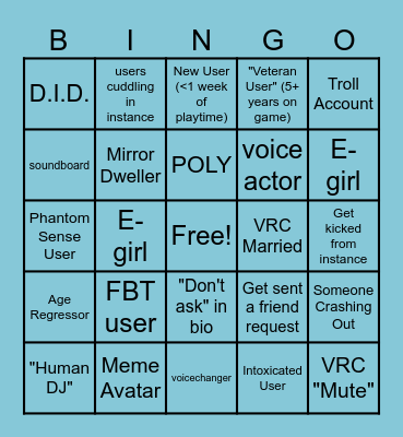 VRChat Bingo Card