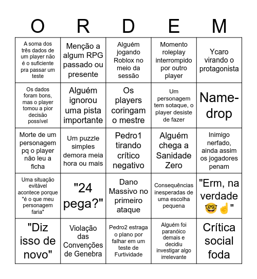 Bingo Paranormal Bingo Card