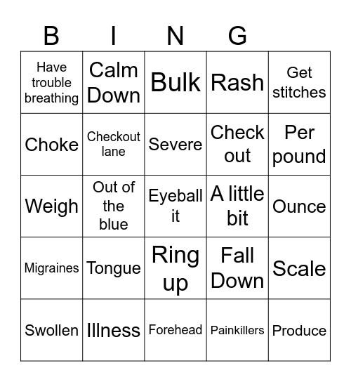 ESL Level 3 Bingo Card