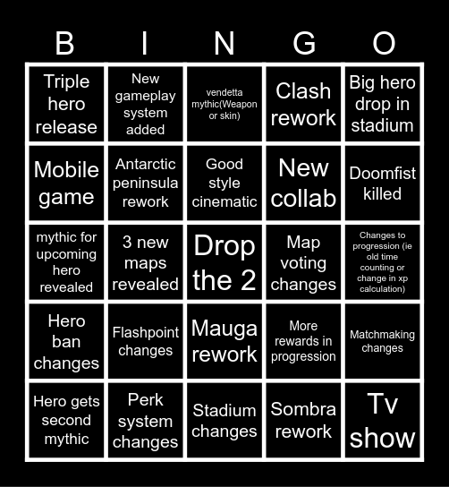 Overwatch spotlight Bingo Card