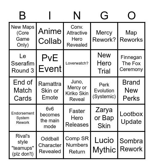Overwatch 2 Spotlight Bingo Card