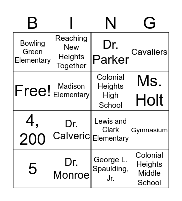 Caroline County New Teacher Tailgate Bingo Card