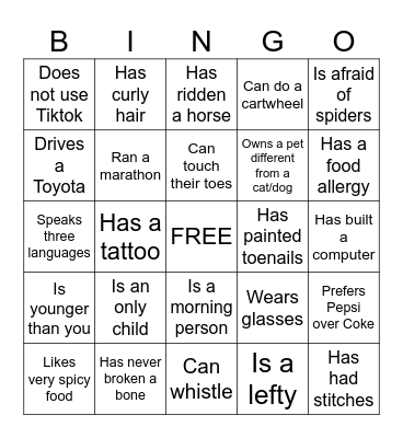 Human Bingo Card