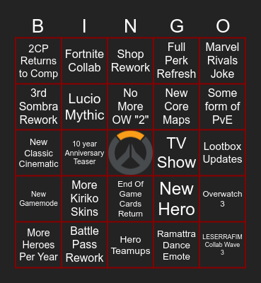 Overwatch Spotlight Predictions Bingo Card