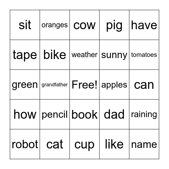3rd Grade Review Bingo Card