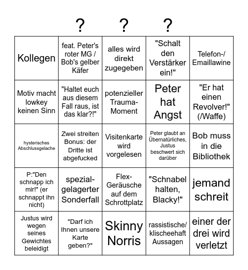 Die Drei Fragezeichen Bingo Card