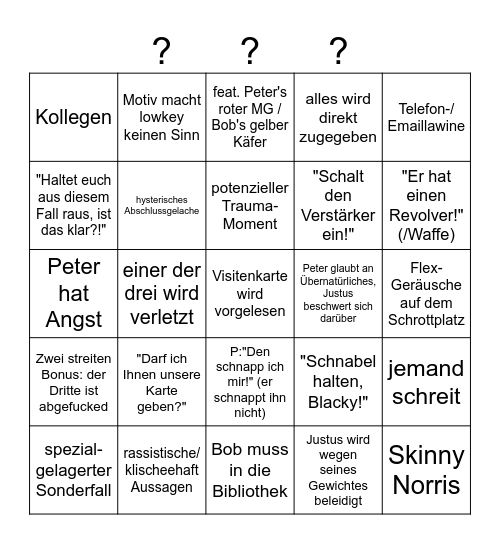Die Drei Fragezeichen Bingo Card