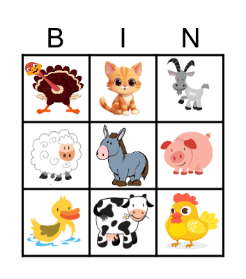 FARM ANIMALS Bingo Card