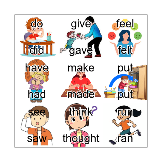 Irregular Past Bingo Card