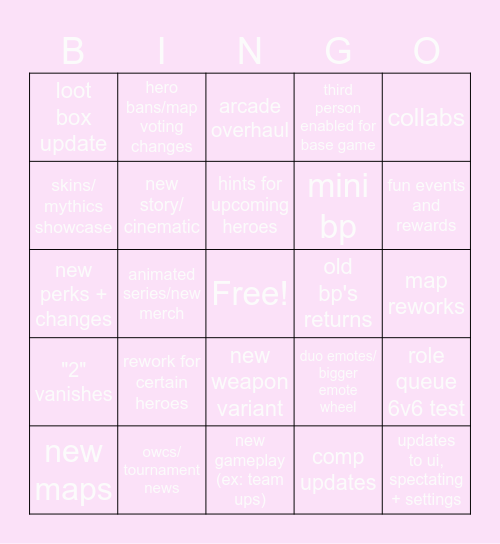 ow spotlight! Bingo Card