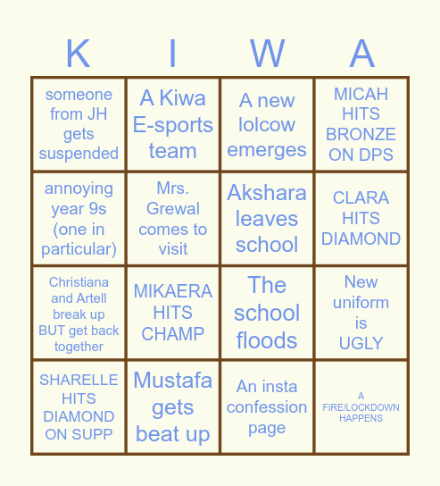 KIWA 2026 BINGO CARD Bingo Card