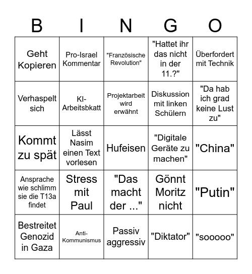 Berborg Bingo Card