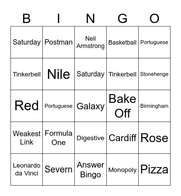 Treguth Round 2 Bingo Card