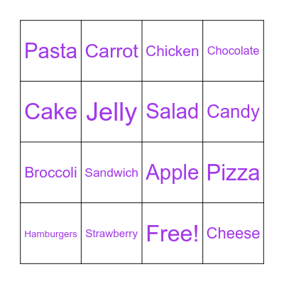 What’s your favorite food? Bingo Card