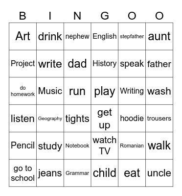 Read and find Bingo Card