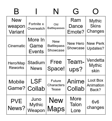 Overwatch 2 Spotlight BINGO Card