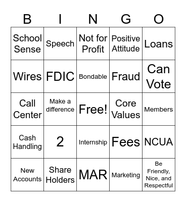 Career Day Bingo Card