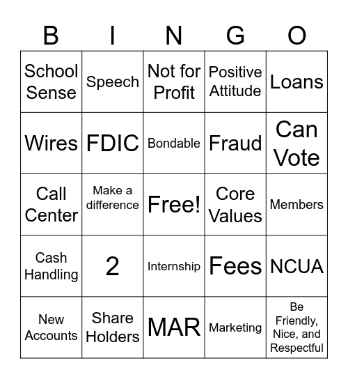 Career Day Bingo Card