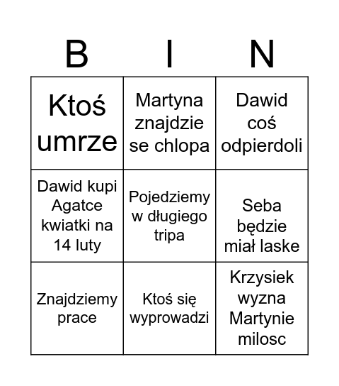 LUTY Bingo Card